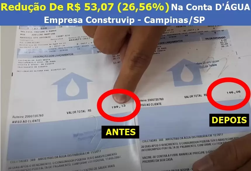 imagem mostrando a redução da conta da Construvip com o bloqueador pemathi